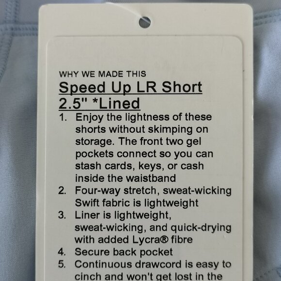 NWT LULULEMON DAYD Light Blue Lightweight Speed Up Low Rise 2.5" Lined Shorts 8 - Picture 7 of 7